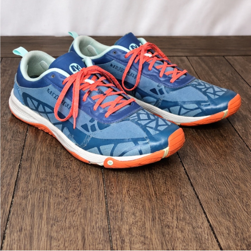 Merrell Barefoot Trail Running Shoes Blue Coral Women 8.5 Lightweight Minimalist